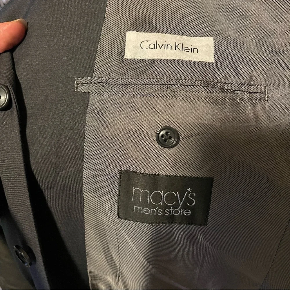 Calvin Klein 3 Button Wool Blazer Suit Jacket in Charcoal‎ Gray Size: 40R